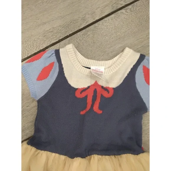 Disney Princess Snow White Tutu Dress Girls 4T Blue Yellow Sweater Tulle - Picture 3 of 6